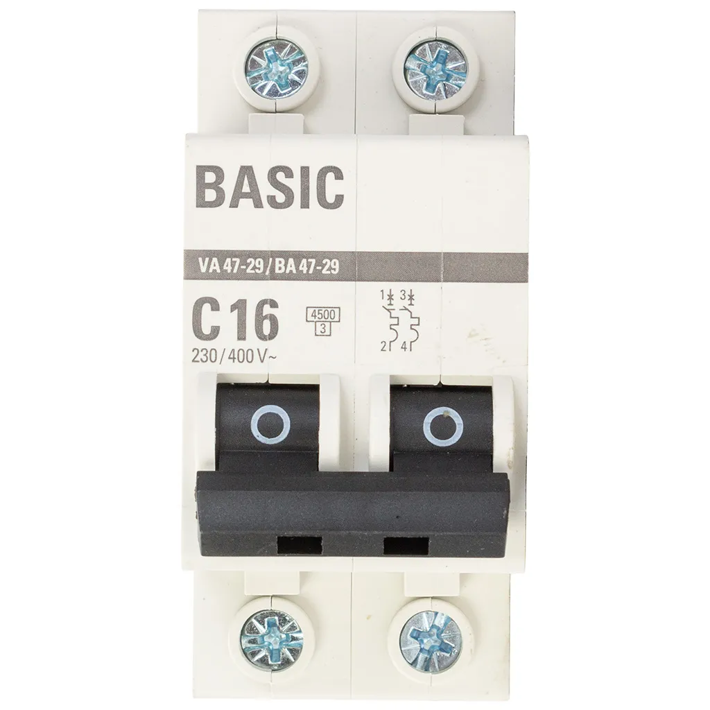 Выключатель автоматический ВА47-29 EKF, 2 полюсный, 16А С 4.5кА