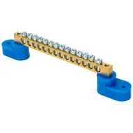 Шина нулевая EKF, N (6х9мм) 14 отверстий, 2 синих угловых изолятора цены в Воронеже