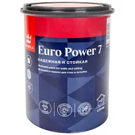 Краска водно-дисперсионная Tikkurila Euro Power-7, для стен и потолка, моющаяся, матовая, база А, 0.9л. цены в Воронеже