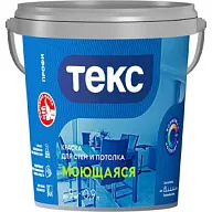 Краска водно-дисперсионная Текс Профи, для стен и потолка, моющая, база A, матовая, белая, 0.9л. цены в Воронеже