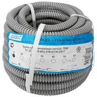 Труба ПВХ  гофрированная с протяжкой Ю-пласт, D16мм, серая, 10м цены в Воронеже