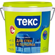 Краска водно-дисперсионная Текс, для стен и потолка, интерьерная, белая, матовая,  7кг. цены в Воронеже
