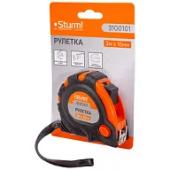 Рулетка Sturm!, 3м х16мм, 3 кнопки стопа, двухсторонняя, магнит на зацепе цены в Воронеже