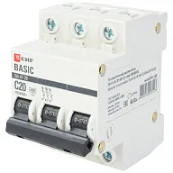 Выключатель автоматический ВА47-29 EKF, 3 полюсный, 20А С 4.5кА цены в Воронеже