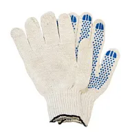 Перчатки ХБ, ПВХ-точка, вязаные, 10 класс, белые, 10 пар/упак цены в Воронеже