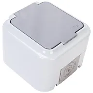 Розетка открытой проводки Bylectrica Пралеска Аква, 1-местная, 16А, с заземлением, с крышкой, IP54, серая цены в Воронеже