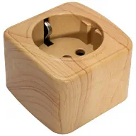 Розетка открытой проводки EKF Минск, 1-местная, с заземлением, светлое дерево цены в Воронеже