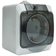 Розетка открытой проводки Systeme Electric Этюд, 1-местная, 16А, с заземлением, серая цены в Воронеже