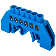 Шина нулевая EKF, N (6х9мм) 6 отверстий, синий изолятор на DIN-рейку цены в Воронеже