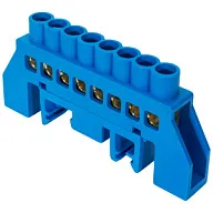 Шина нулевая EKF, N (6х9мм) 8 отверстий, синий нейлоновый корпус на DIN-рейку цены в Воронеже