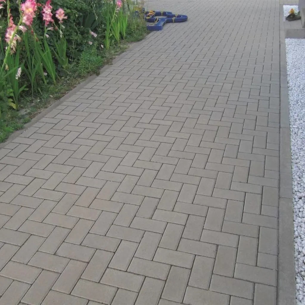 Плитка тротуарная прессованная "Брусчатка", ЯрСтрой, серая, 40х100х200мм, послойно, 54шт/1.08м2