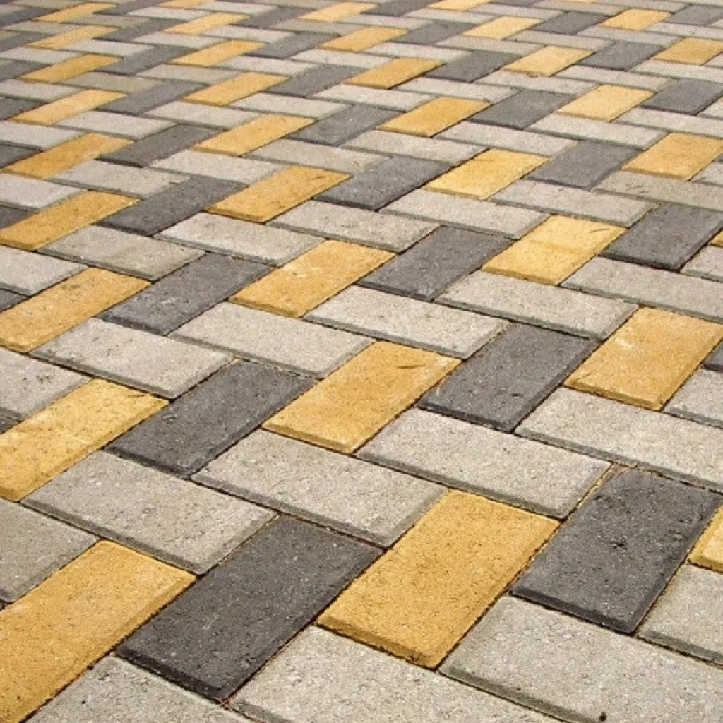 Плитка тротуарная прессованная "Брусчатка", ЯрСтрой, желтая, 60х100х200мм, послойно, 44шт/0.88м2