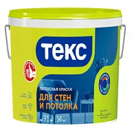 Краска водно-дисперсионная Текс, для стен и потолка, интерьерная, белая, матовая,  14кг. цены в Воронеже