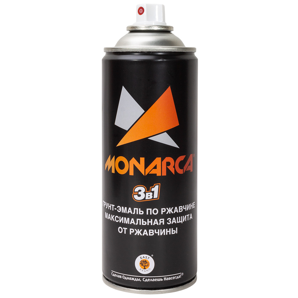 Грунт-эмаль Monarca, по ржавчине 3в1, аэрозольная, белая, 520мл