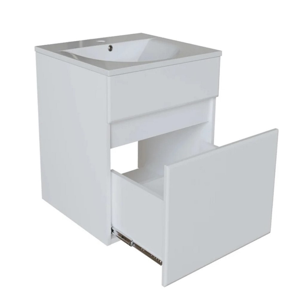 Тумба подвесная Брикс-50 с умывальником Breeze-50, белая