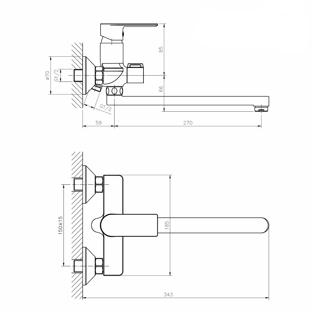 Смеситель Mixline City white ML33-02, для ванны, белый