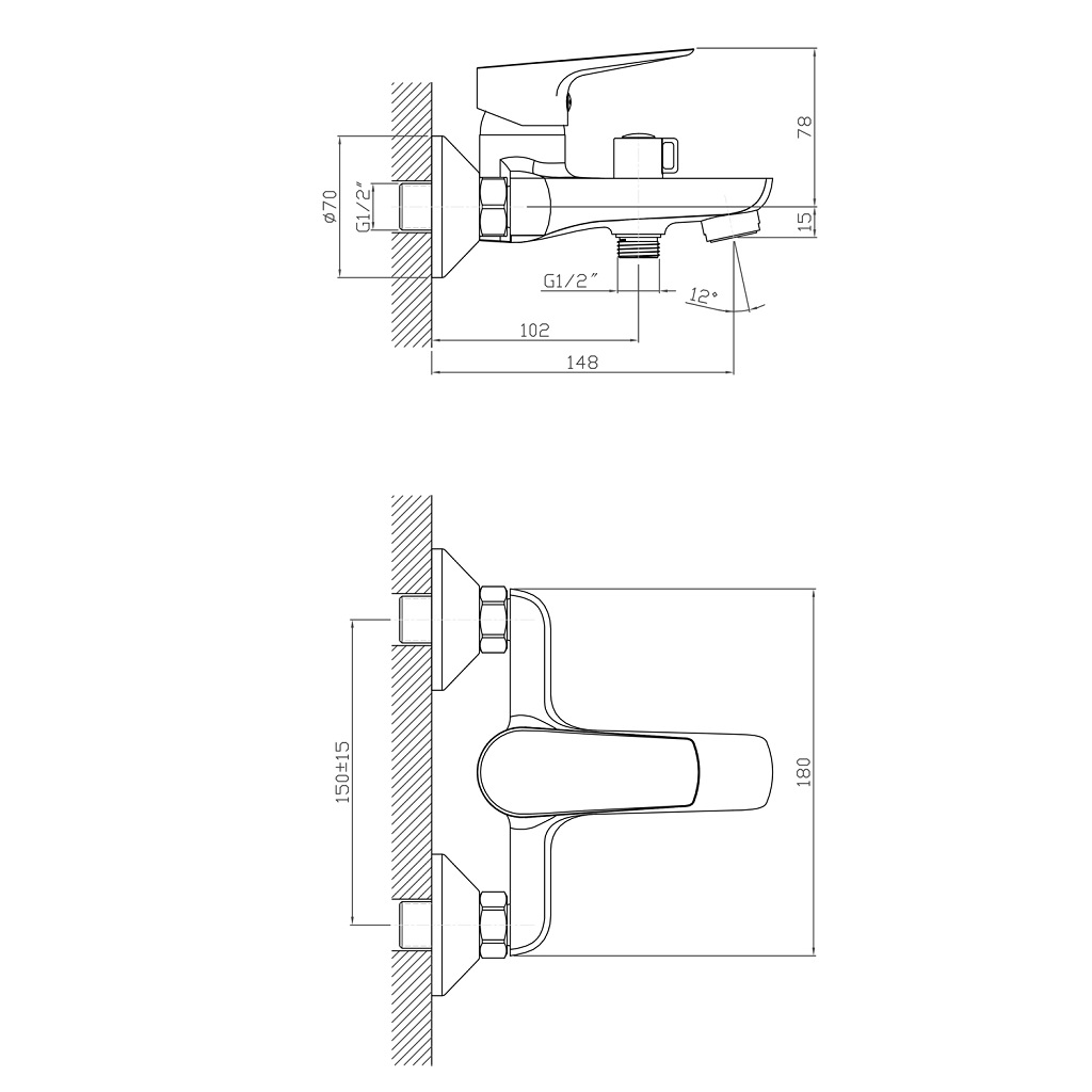 Смеситель для ванны Mixline ML14-01, хром