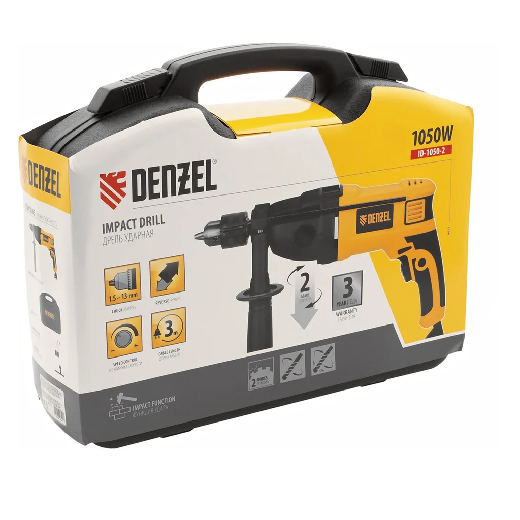 Дрель ударная Denzel ID-1050-2, 1050Вт