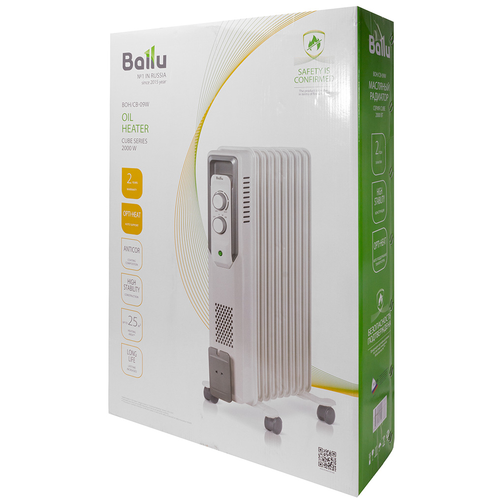 Масляный обогреватель Ballu Cube BOH/CB-09W 2000, 9 секций