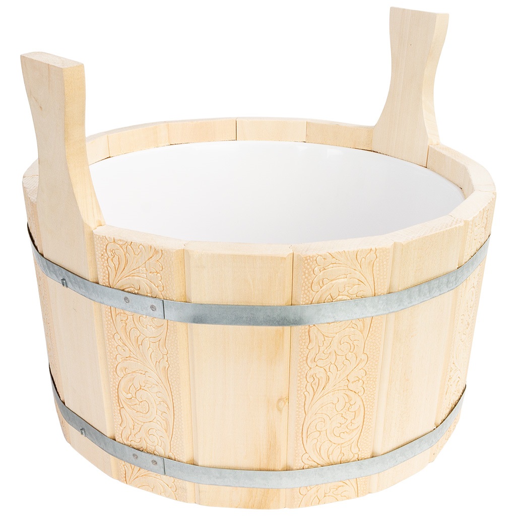 Ушат Банные штучки, для бани и сауны, с пластиковой вставкой, липа, 9л