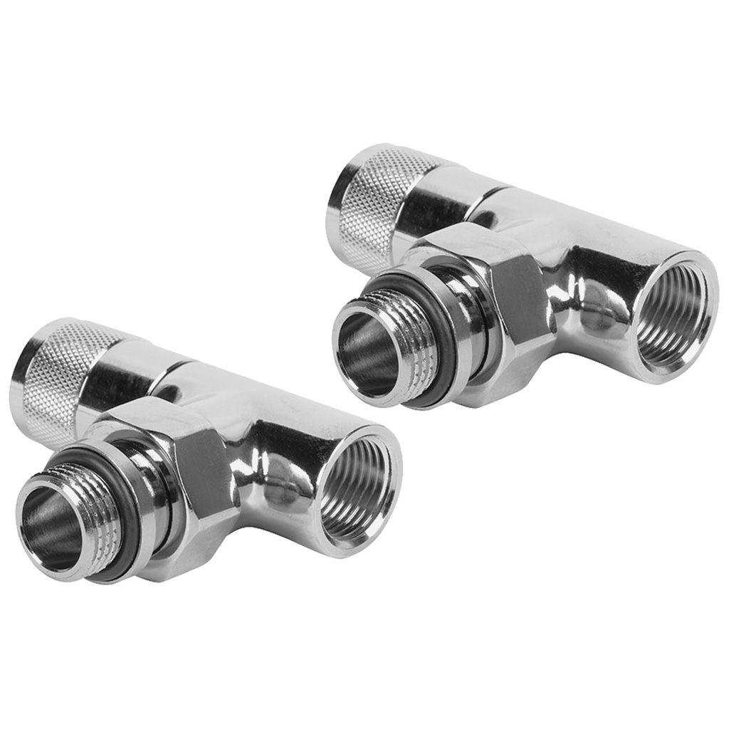 Набор дизайн-вентелей Royal Thermo Piano, хром, угловой, 1/2