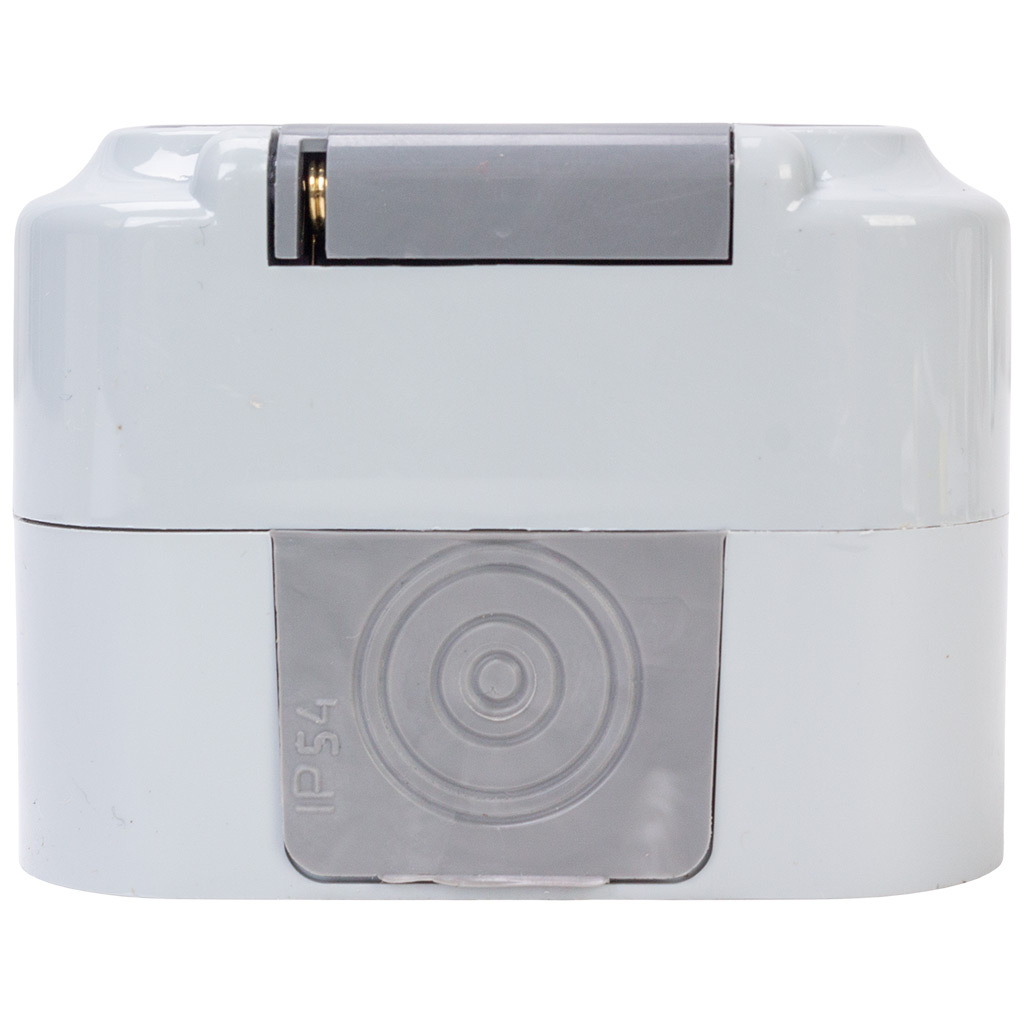 Розетка открытой проводки Bylectrica Пралеска Аква, 1-местная, 16А, с заземлением, с крышкой, IP54, серая