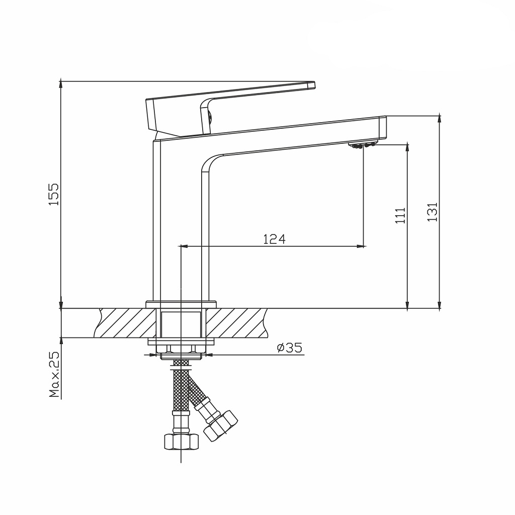 Смеситель Mixline Solo black ML34-04, для умывальника, черный