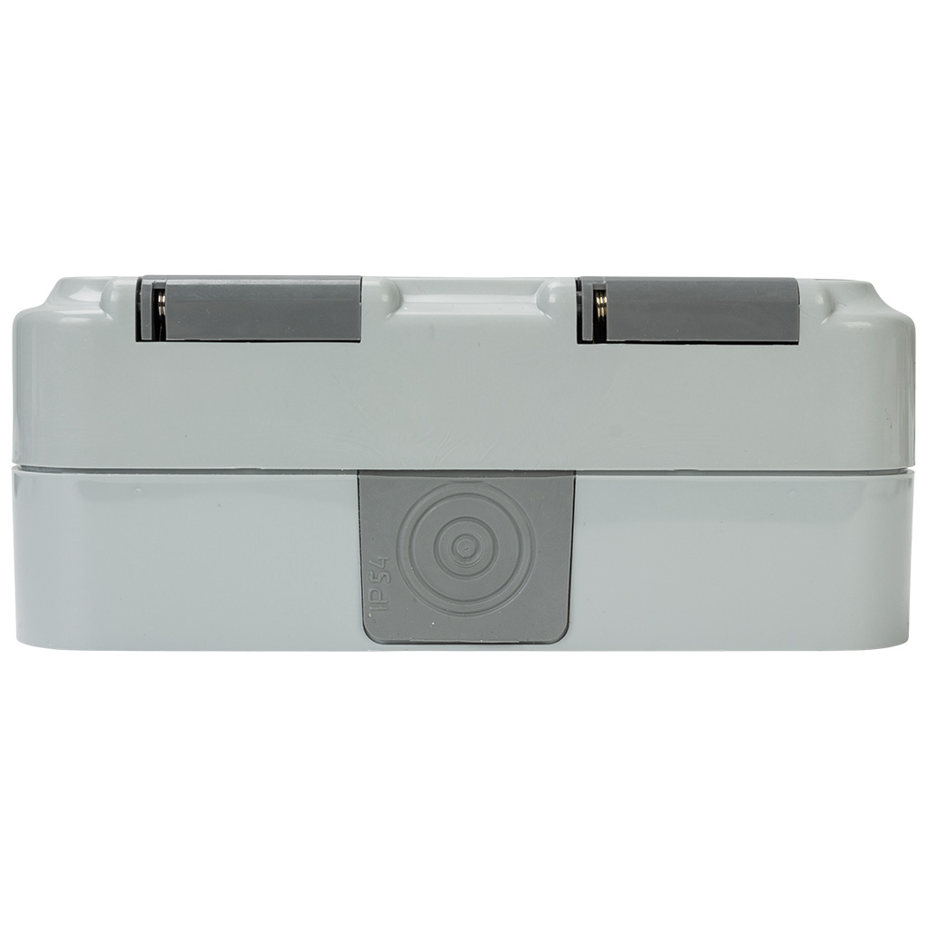 Блок открытой проводки Bylectrica Пралеска Аква, розетка 2-местная, с заземлением,  IP54, серый