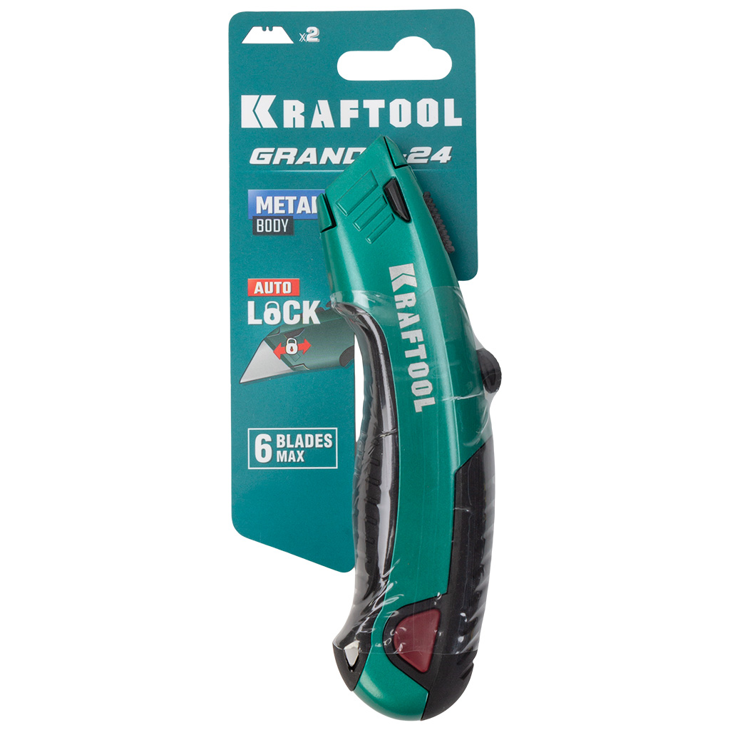 Нож универсальный Kraftool, автостоп, 2 лезвия