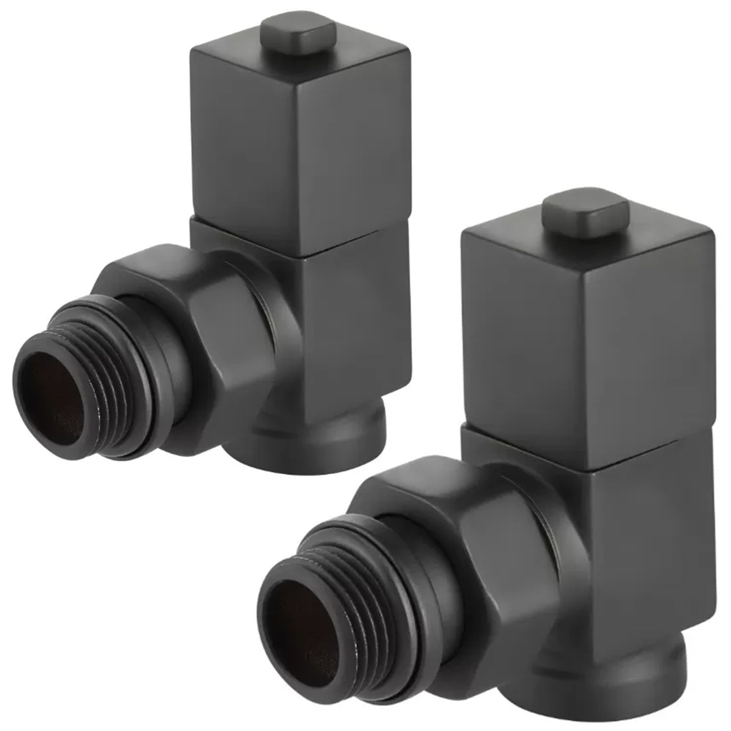 Набор дизайн-вентелей Royal Thermo Cube, черный, угловой, 1/2