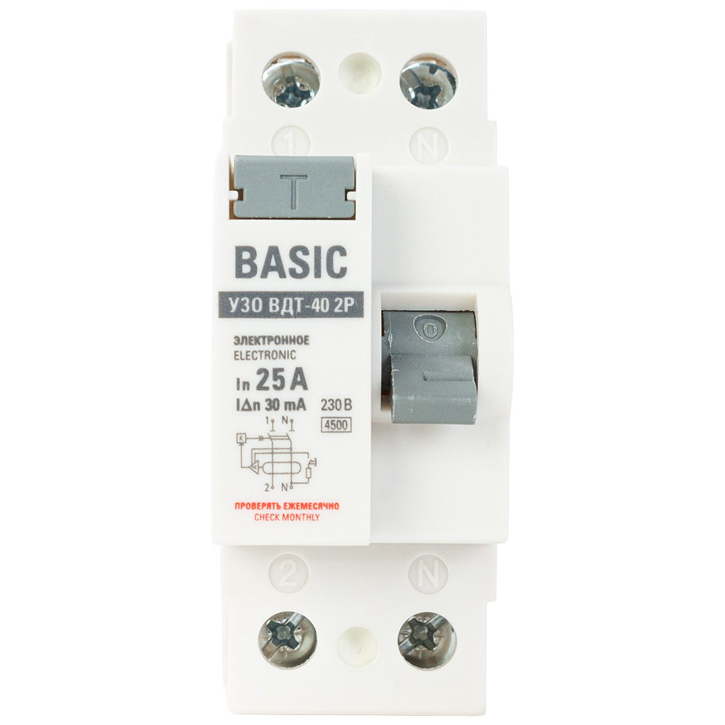 Устройство защитного отключения ВДТ EKF, 2 полюсный, 25А 30мА АC