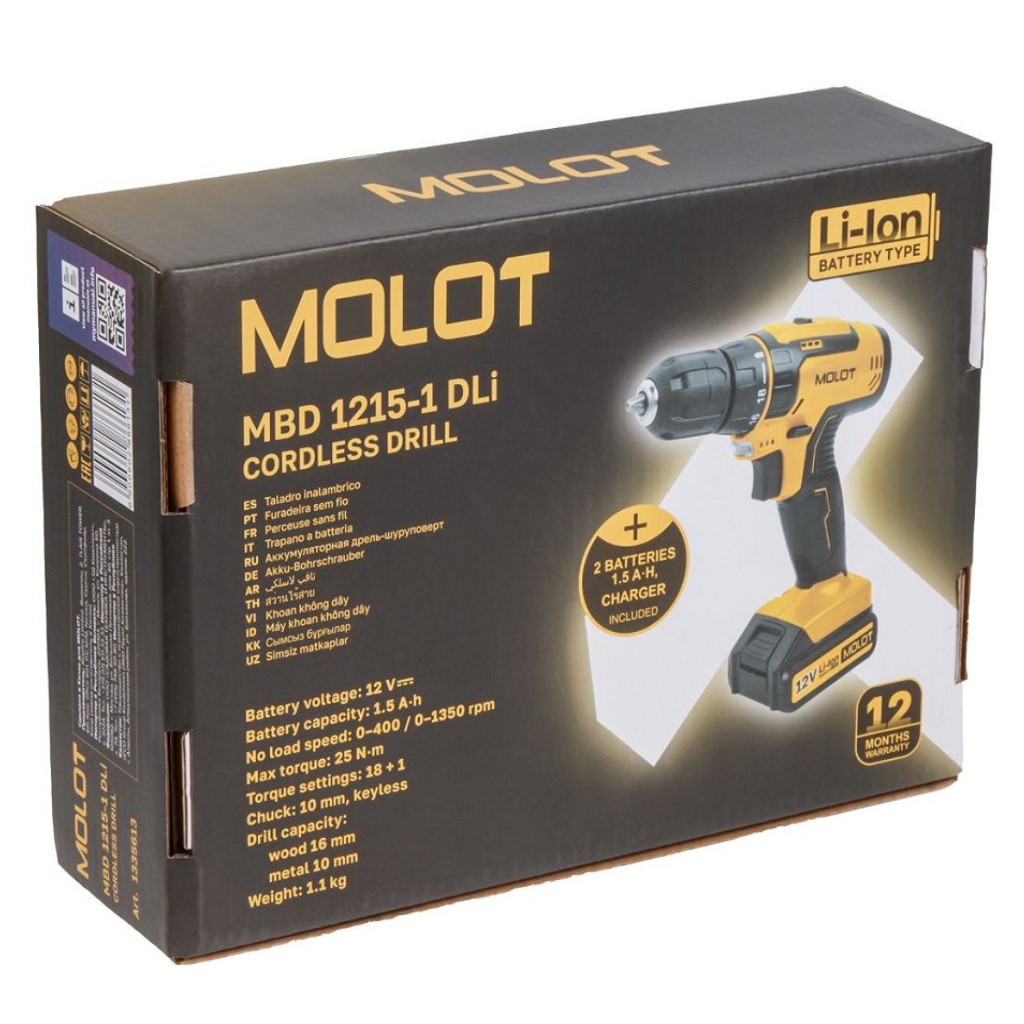 Дрель-шуруповерт аккумуляторная Мolot MBD 1215-1, 12В
