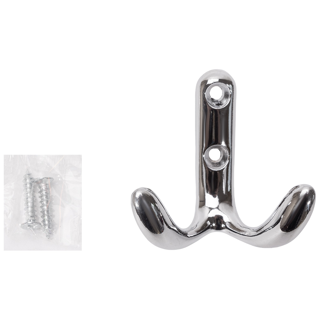 Крючок большой "Улитка" KL-481, хром, 2х рожковый