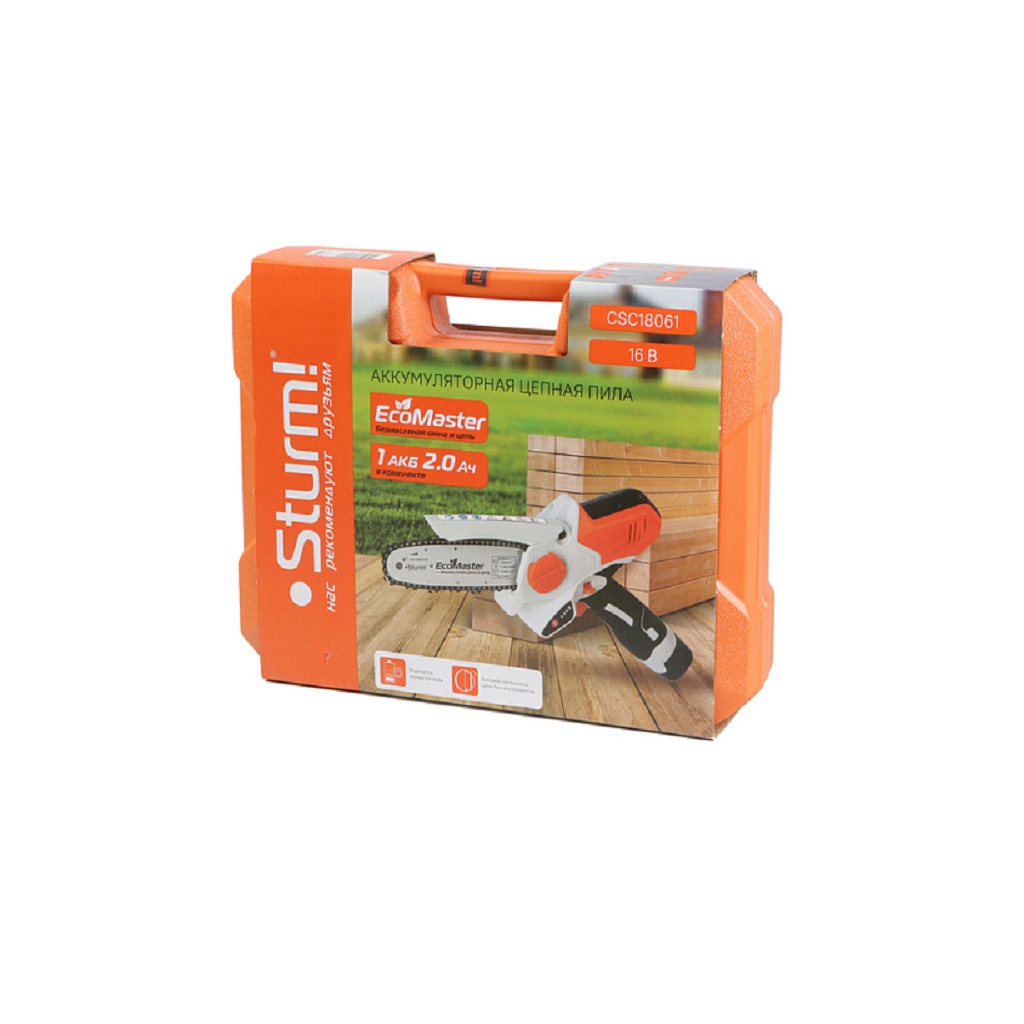 Пила Sturm! CSC18061, аккумуляторная, цепная 16ВТ, кейс