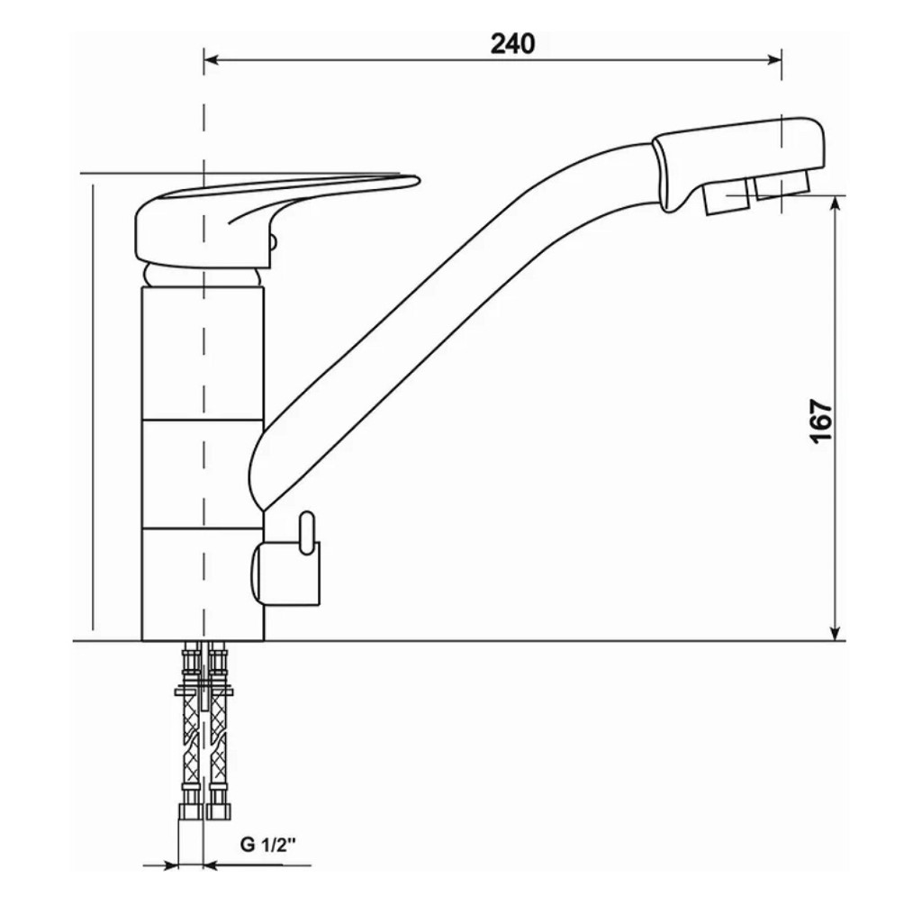 Смеситель для кухни Mixline ML-GS05, с фильтром для питьевой воды, белый