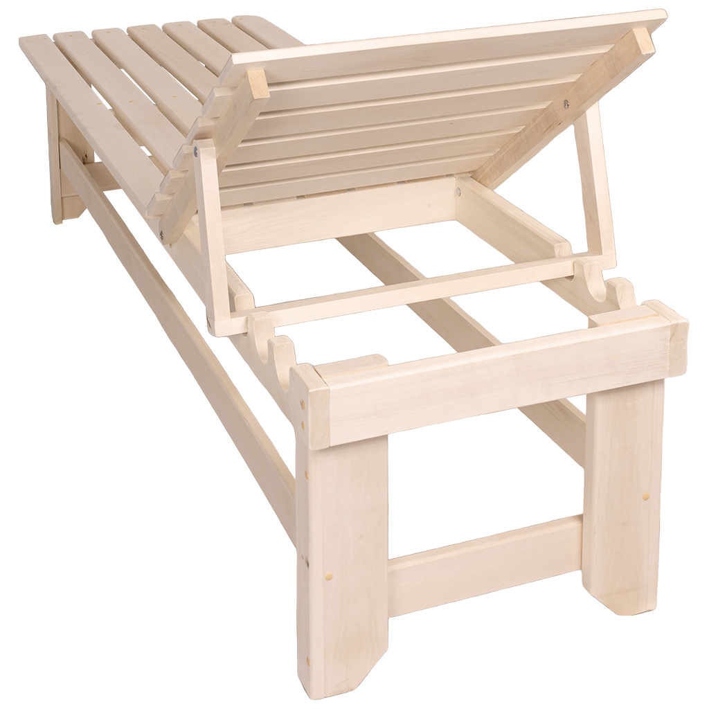 Лежак с регулируемой спинкой, 1800мм х 550мм х 445мм, липа