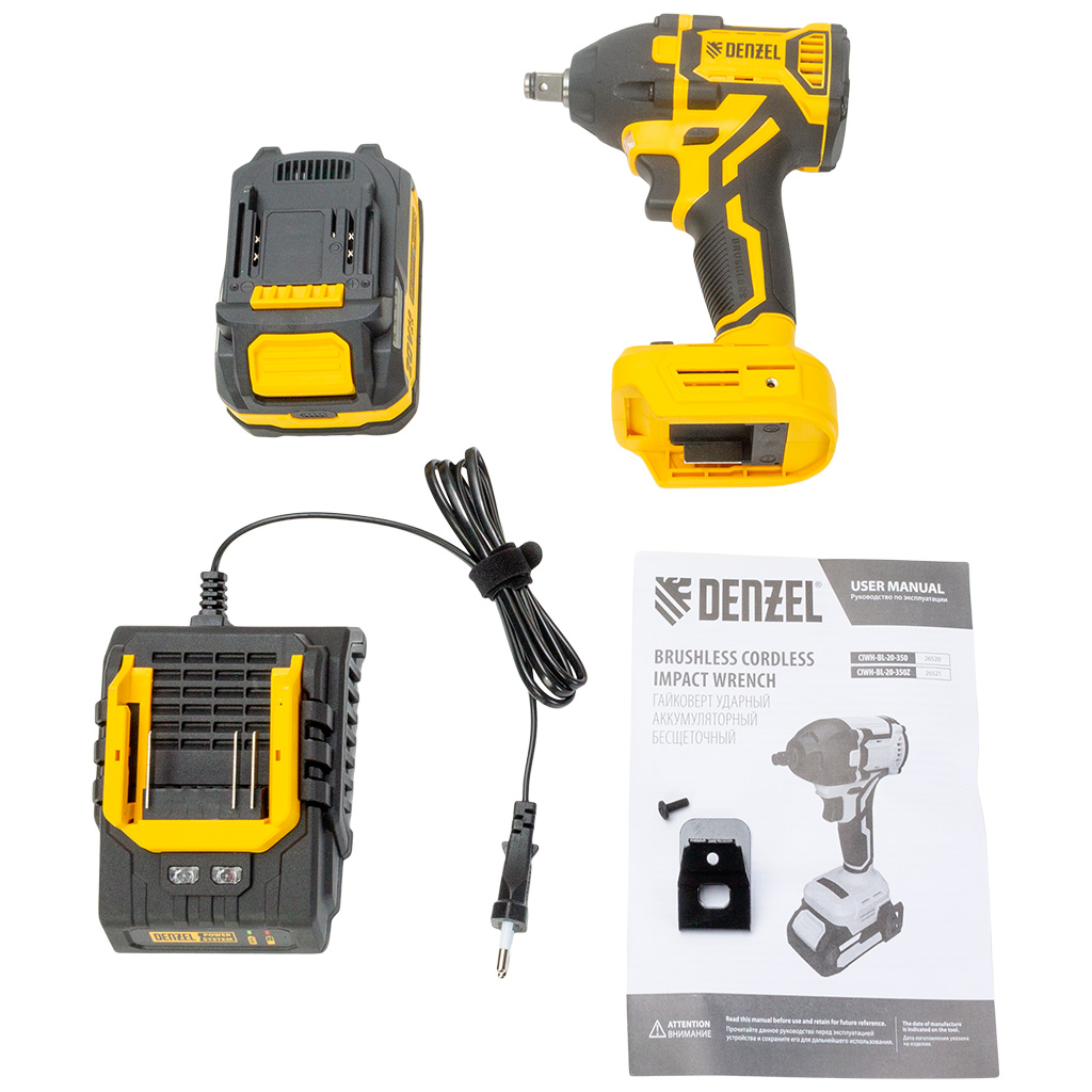 Гайковерт ударный бесщет 20В, Denzel CIWH-BL-20-350
