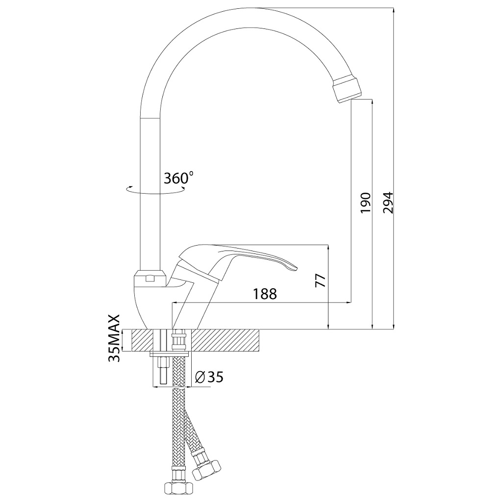 Смеситель Rossinka  A35-23, для кухни