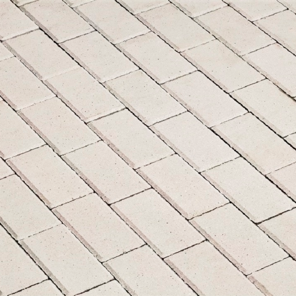 Плитка тротуарная прессованная "Брусчатка", Зенит Черноземье, 60х100х200мм, белая, 12.96м2/648шт.