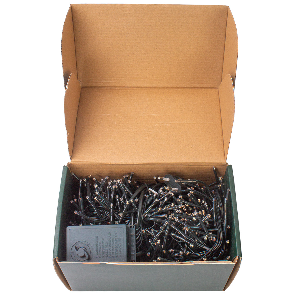 Электрогирлянда Нить Ежик, 20м, зеленый провод, теплый свет