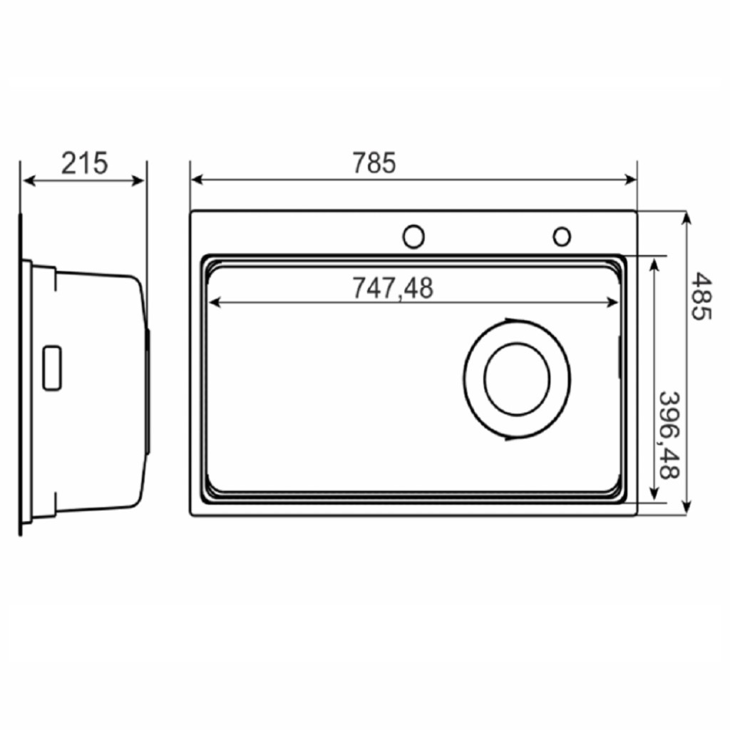 Мойка врезная из нержавеющей стали Mixline, 780х480мм, с сифоном