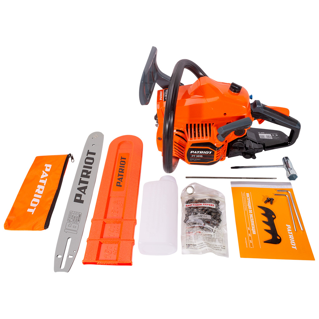 Бензопила цепная Patriot PT 3816, 1.4кВт, шина 16", с топором в подарок APF-60