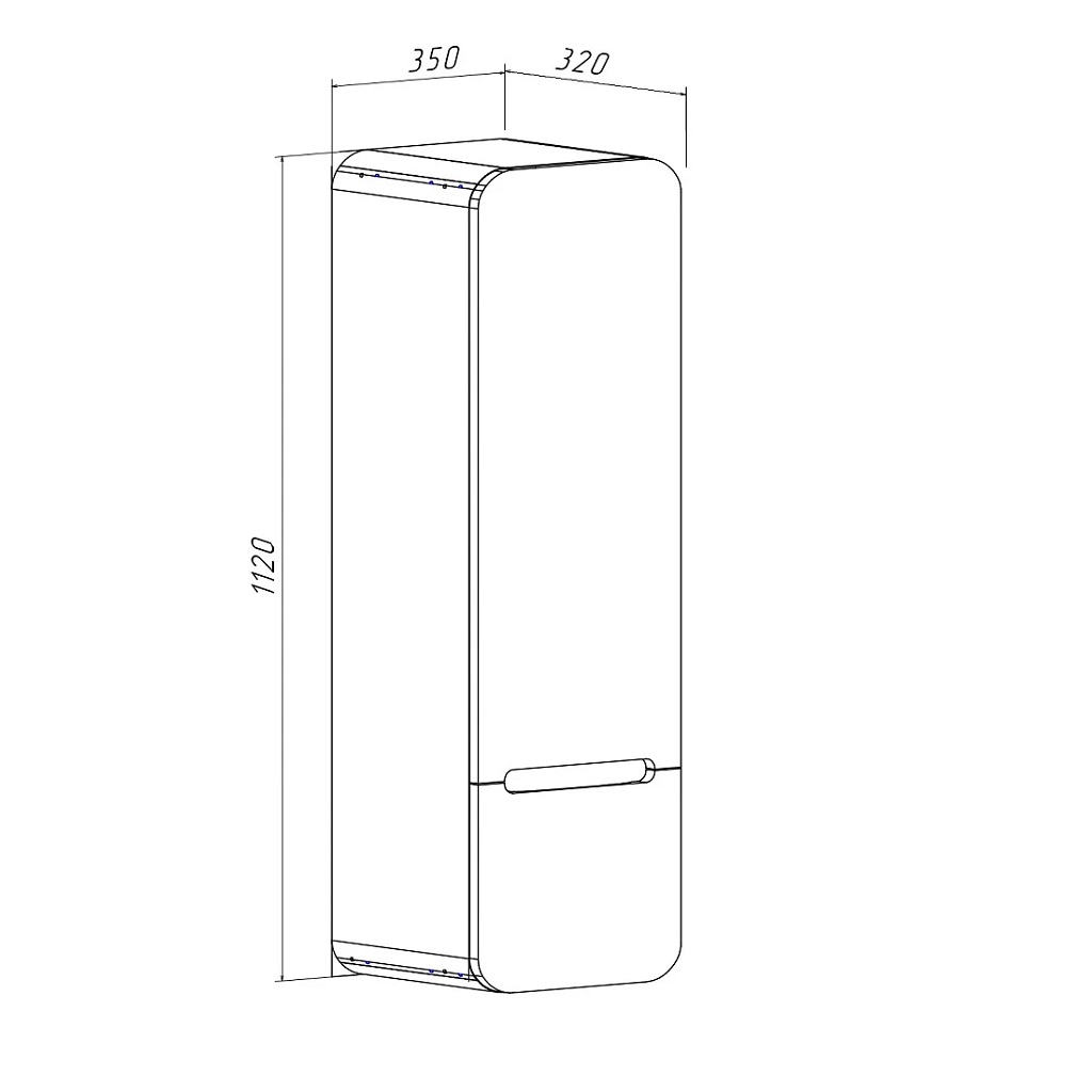 Шкаф-пенал Ницца 35, подвесной,  темное дерево/белый, правый