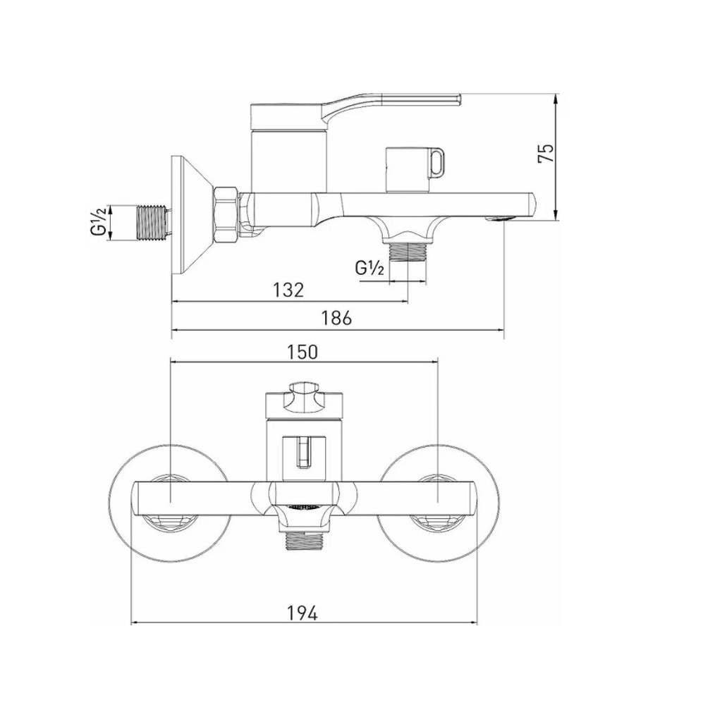 Смеситель Mixline ML40-01, для ванны, хром