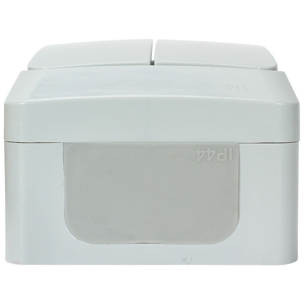 Выключатель открытой проводки Systeme Electric Этюд, 2-клавишный, 10А, IP44, серый