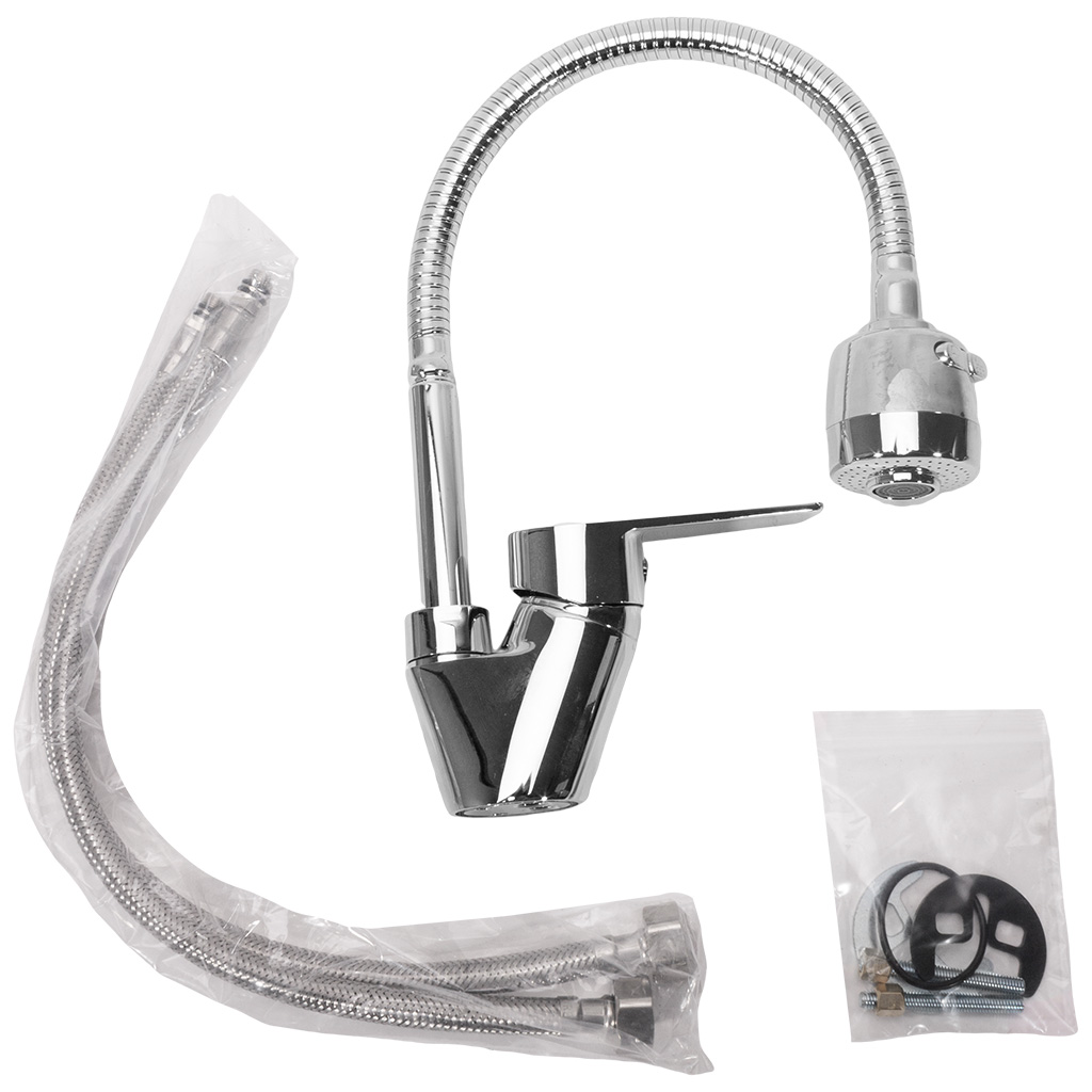 Смеситель для кухни Rossinka S35-26, с гибким изливом