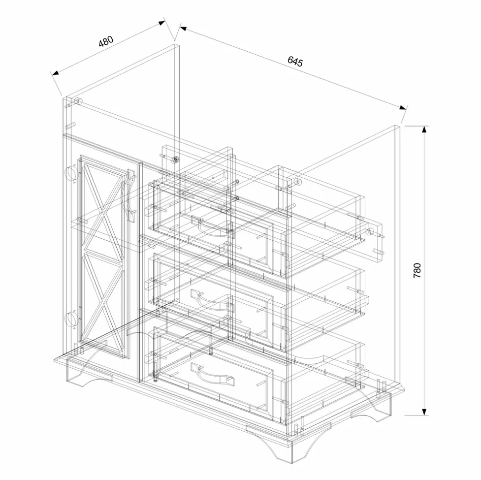 Тумба Duglas 75 с умывальником Дуглас 75, белая