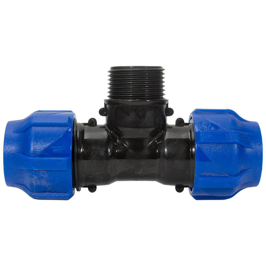 Тройник ПНД, ДУ20 х 3/4" х ДУ20, с наружной резьбой