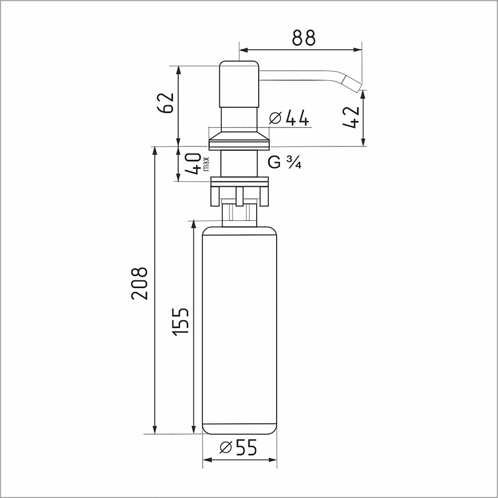 Дозатор встраиваемый для жидкого моющего средства Mixline, 330мл, золото