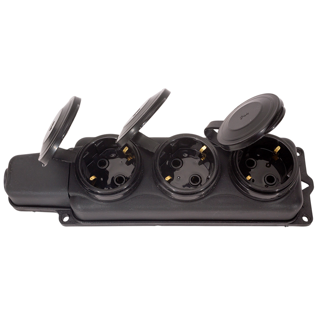 Колодка удлинителя Витебск, 3-местная, с заземлением, черная